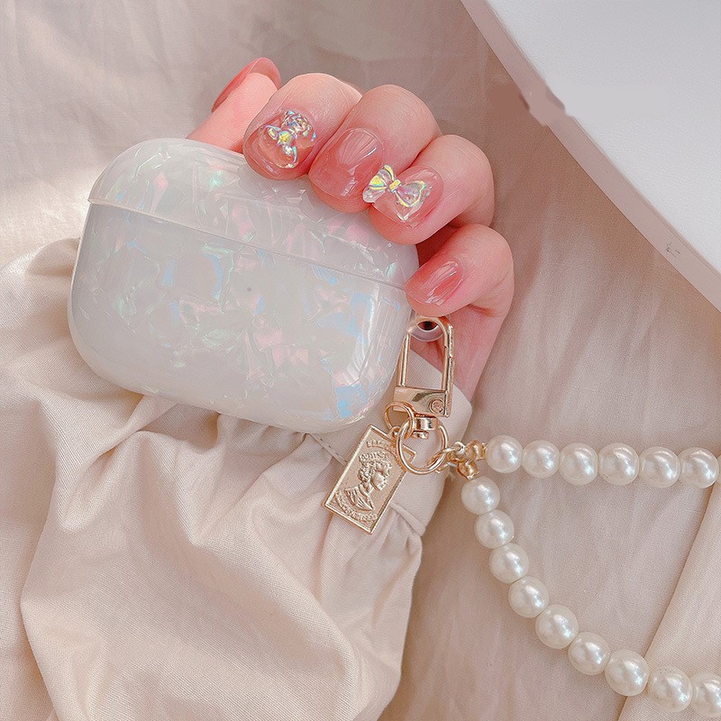 Vỏ case xà cừ móc ngọc bảo vệ bao đựng tai nghe airpods 1 2 PRO - Ốp airpods chống va đập xà cừ sang chảnh