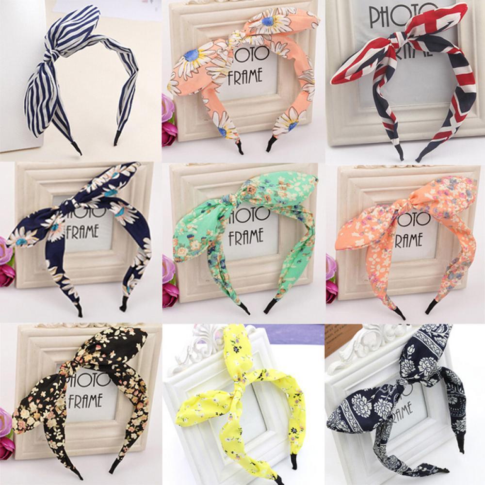 Băng Đô Cài Tóc Đính Nơ Họa Tiết Kẻ Sọc / Hoa Xinh Xắn Thời Trang Cho Bạn Gái