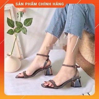 Sandal quai mảnh đính đá gót trụ sang chảnh 5cm S6