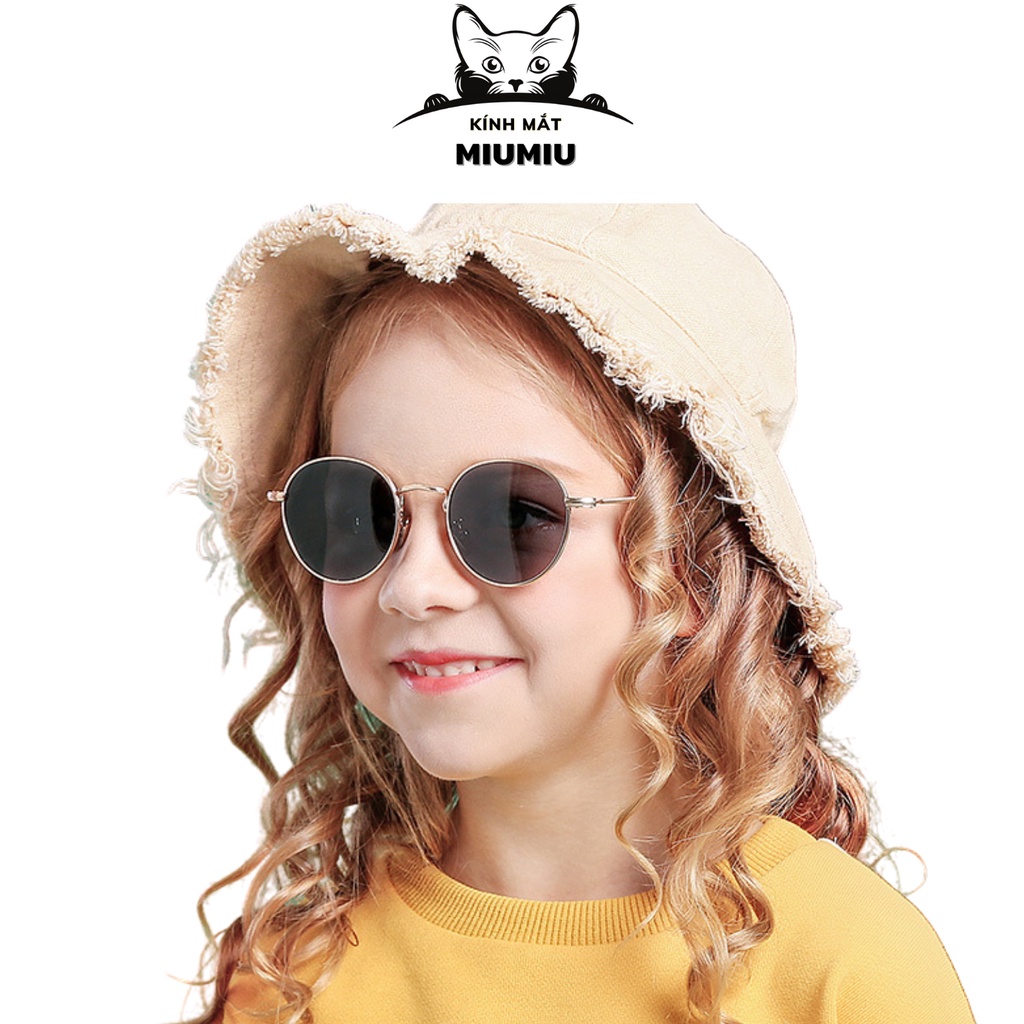 Kính râm phong cách thời trang cho bé, mắt kính tròn chống phân cực cho trẻ từ 2-6 tuổi