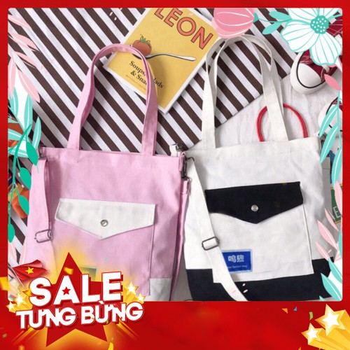 [FREE SHIP]  TÚI TOTE ĐEO 2 KIỂU THỜI TRANG - nút hộp - Q.ỉn Store - Q.ỉn Store