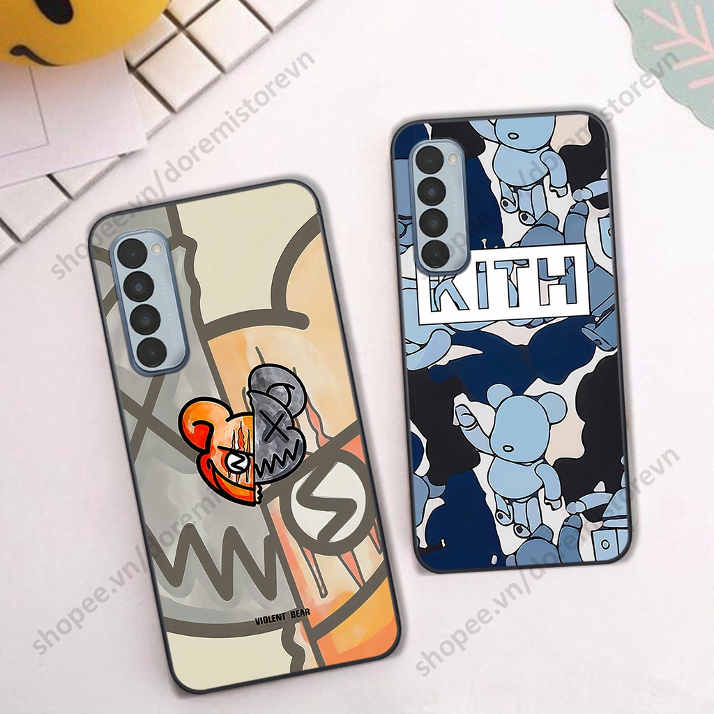 Ốp lưng Oppo Reno4 / Reno4 Pro / Reno 4 hình kaws, kith, bear brick nổi 3D phong cách độc đáo