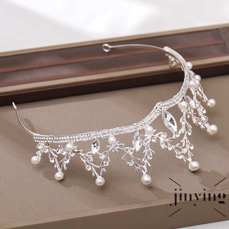GETNOIVAS Cài Tóc Hình Vương Miện Đính Đá Ngọc Trai Giả Thời Trang Cho Cô Dâu