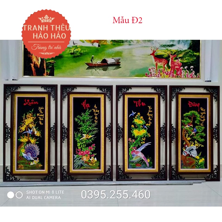 Tranh thêu Tứ Quý Xuân Hạ Thu Đông Tranh thêu sẵn