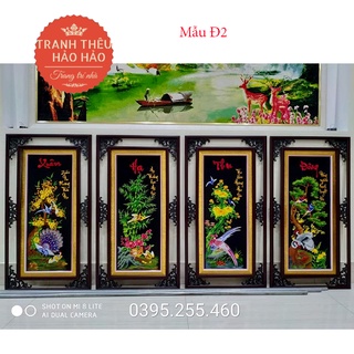 Tranh thêu Tứ Quý Xuân Hạ Thu Đông Tranh thêu sẵn
