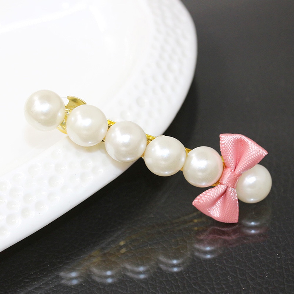 Kẹp tóc nơ đính ngọc trai xinh xắn cho nữ