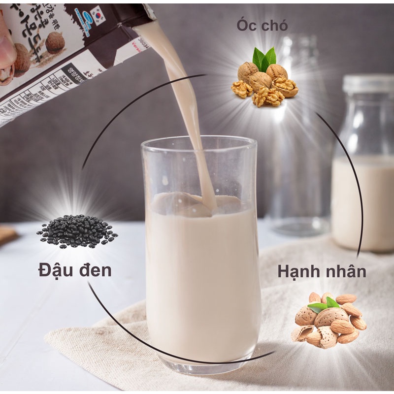 [HÀNG NỘI ĐỊA] Sữa Hạt ÓC CHÓ ĐẬU ĐEN &amp; MACCA Hàn Quốc 24 HỘP x 190ml- nhập khẩu - sữa trẻ em