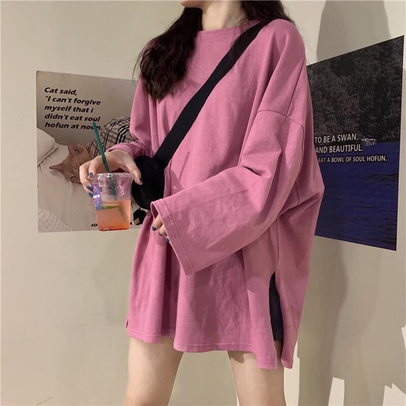Áo nỉ dài tay xẻ tà ulzzang