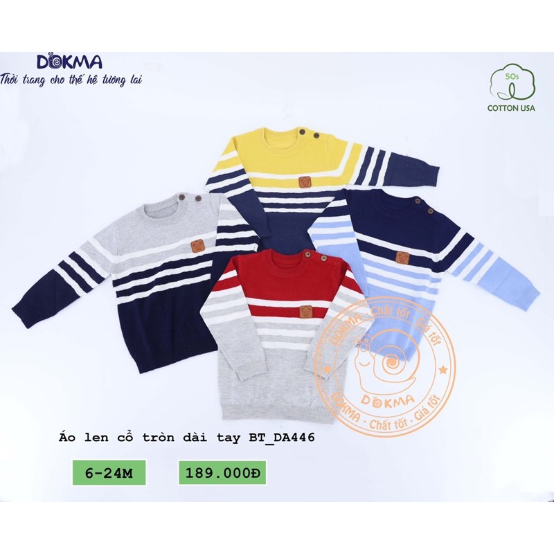 Áo len cổ tròn dài tay bé trai Dokma (Sz6-24m)