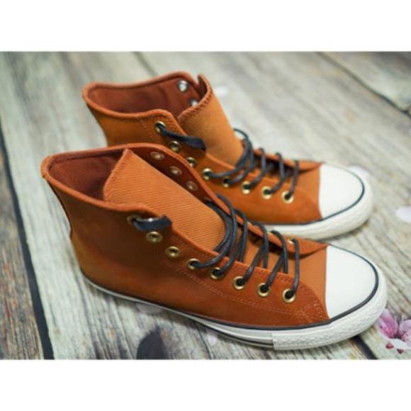 🎄 🥑 Giày Converse Da Cổ Cao - Chuck Taylor All Star Plimsolls Brown Crafted Suede High Mens 153807C
