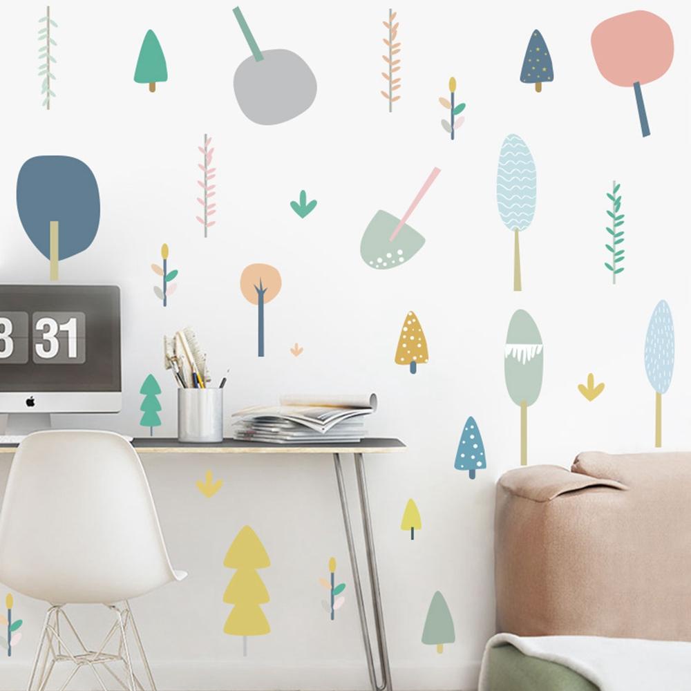 Sticker Dán Tường Hình Cây Hoạt Hình Phong Cách Bắc Âu