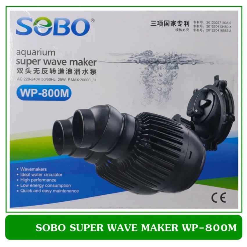 Máy Thồi Luồng Sobo 2 Đầu WP-800M (25W - 20000 L/H) - Quạt Máy Thổi Luồng, Tạo Sóng Sobo 2 Đầu Cho Hồ Cá