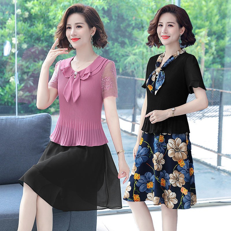 Váy bầu mùa hè mới 2021 của mẹ, hoa voan tây, liền thân nữ trung niên 40 tuổi | BigBuy360 - bigbuy360.vn