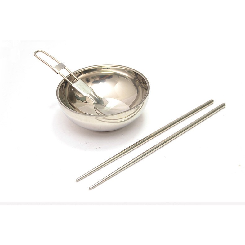 Bộ dụng cụ ăn cơm chén đũa muỗng dã ngoại, cắm trại