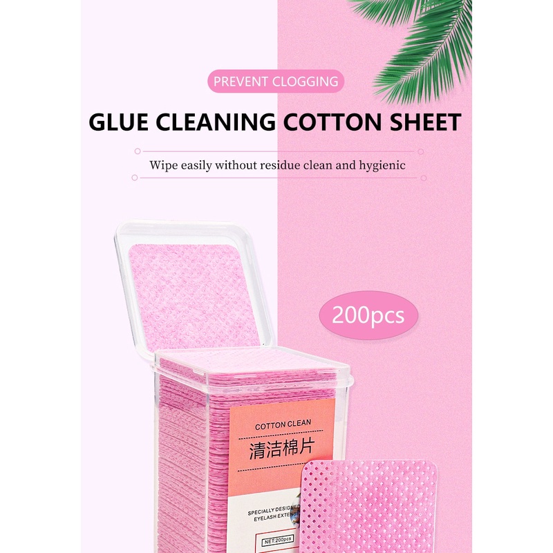 [Hàng mới về] Hộp 200 miếng bông cotton loại bỏ keo dán nối mi/sơn móng tay tiện dụng