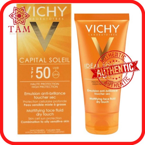 Kem chống nắng vichy cho da khô và da nhậy cảm, Kem Chống Nắng Vichy SPF 50 Ideal Soleil 50ml authen