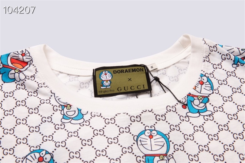 GUCCI full print Doraemon Fashion casual round neck cotton couple short-sleeved T-shirt 2325#