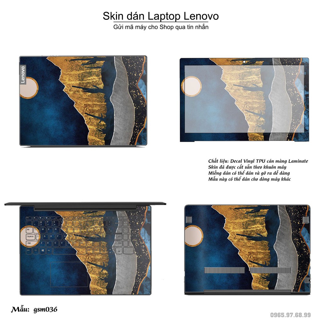 Skin dán Laptop Lenovo in hình giả sơn mài (inbox mã máy cho Shop)