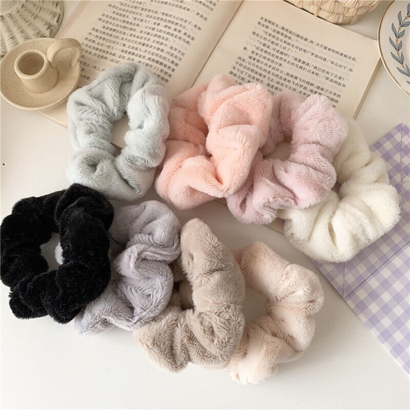 Dây Cột Tóc Scrunchies Lông Mềm Mịn