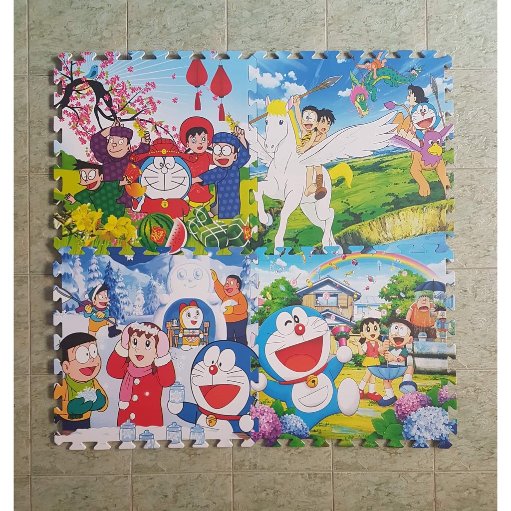 Bộ 4 tấm thảm xốp lót sàn cho bé hình Doraemon