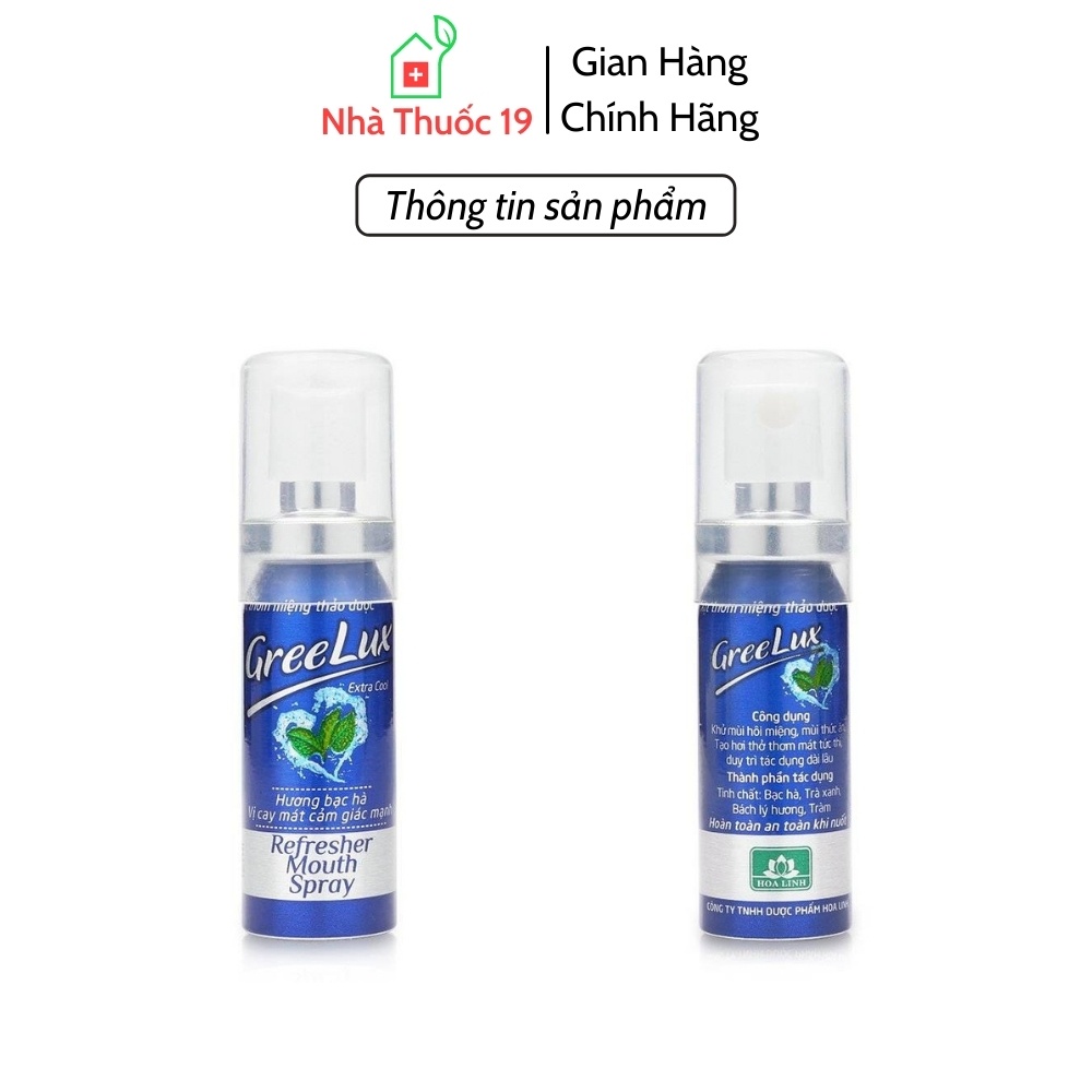 Xịt Thơm Miệng Greelux Extracool Thảo Dược 12ml (vị cay mát lạnh) - Nước Khử Mùi Hôi Miệng Greelux Vị Bạc Hà Bình Mini