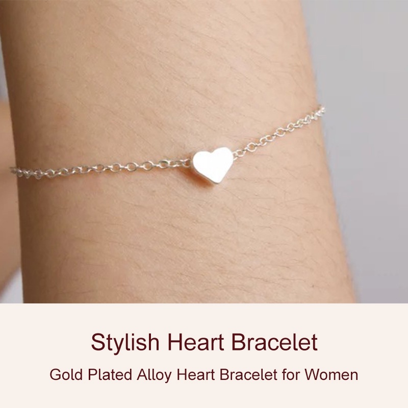 Chuỗi hạt bạc họa tiết trái tim tối giản bằng kim loại dành cho nữ