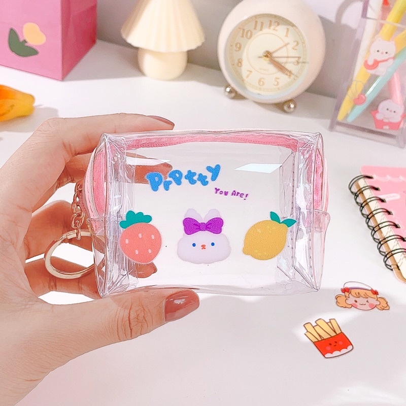 Túi trong suốt đựng mỹ phẩm du lịch tiện lợi hoạ tiết dễ thương cho nữ
