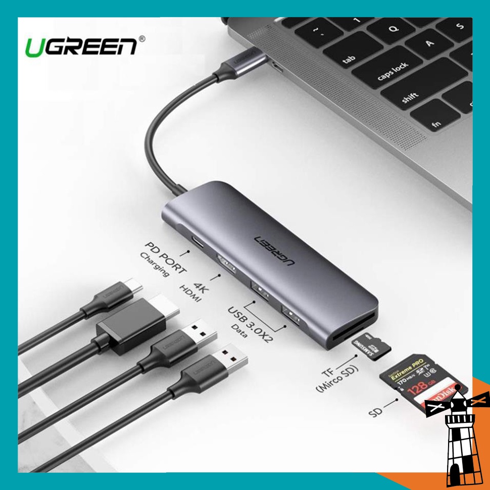 Cáp Chuyển Hub Ugreen 6 in 1 USB Type C Sang HDMI + USB 3.0x2 Ugreen 70411