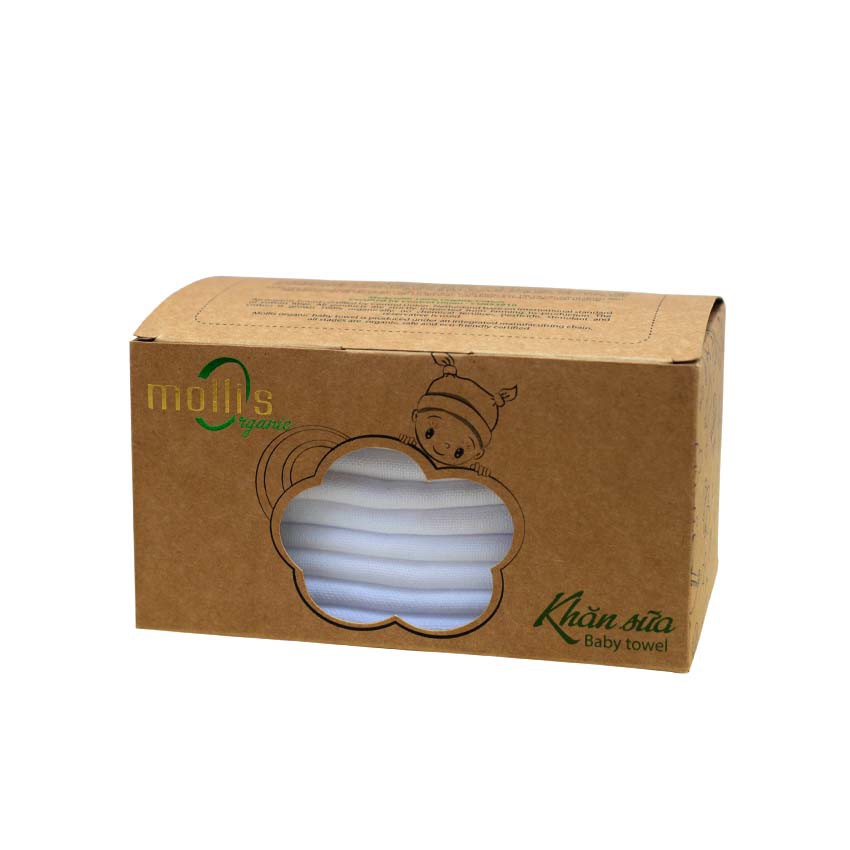 [Mã MKBC245 giảm 8% đơn 400K] Set 10 Khăn Sữa Cao Cấp MOLLIS ORGANIC 30x30CM