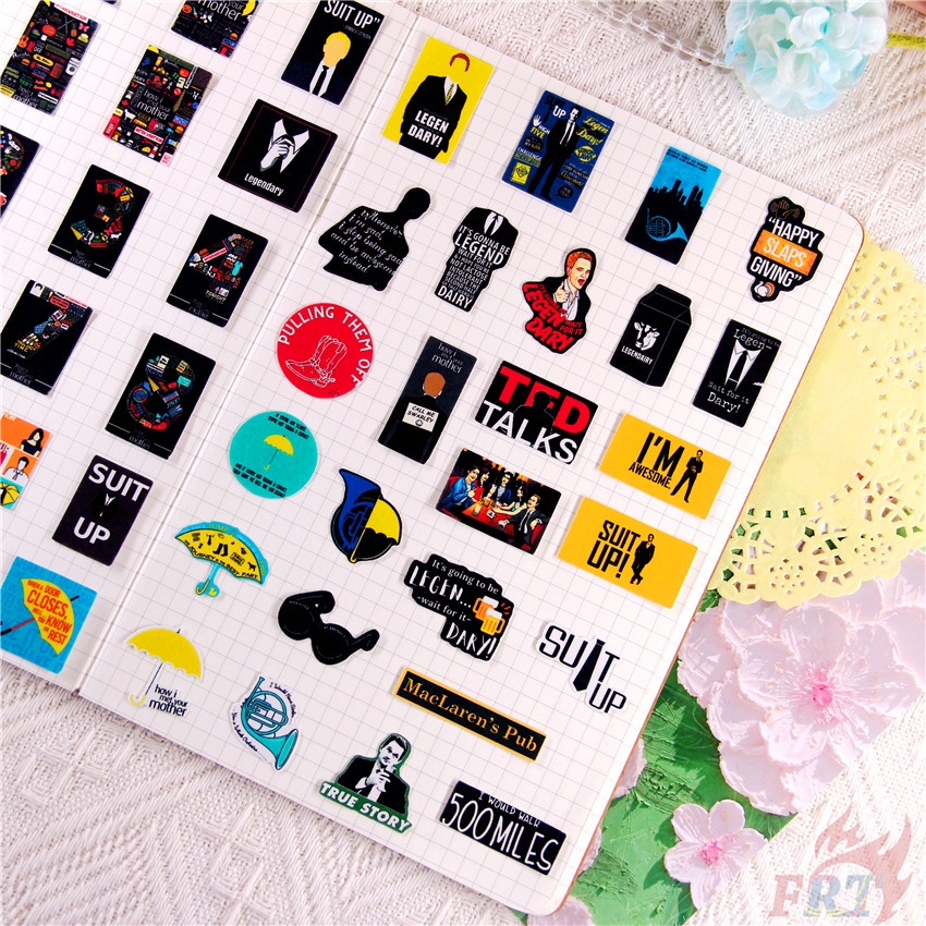★★★ Miếng Dán Trang Trí Nhật Ký In Chữ How I Met Your Mother Q-1 ★★★ Set 48 Miếng Dán Trang Trí Album Thời Trang DIY