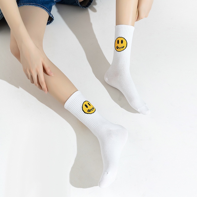 Vớ cotton nguyên chất in hình mặt cười hoạt hình dễ thương vui nhộn phong cách Harajuku cho nữ YR