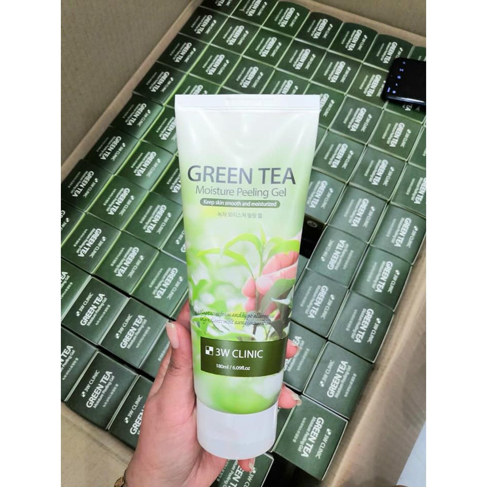 Gel Tẩy tế bào chết cho da mặt trà xanh 3w Clinic Green  Tea Moisture Peeling Gel 180ml