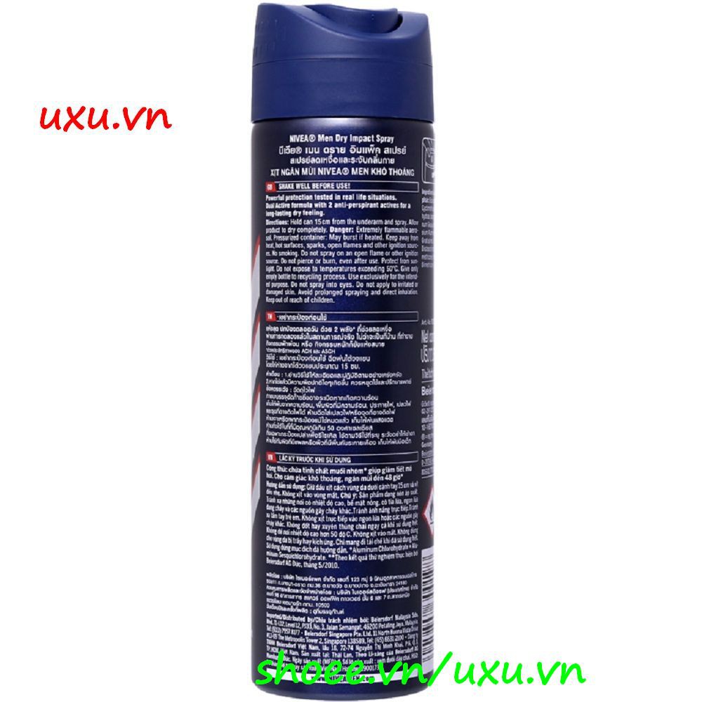 Xịt Khử Mùi Nam 150Ml Nivea Dry Impact Khô Thoáng, Với uxu.vn Tất Cả Là Chính Hãng.