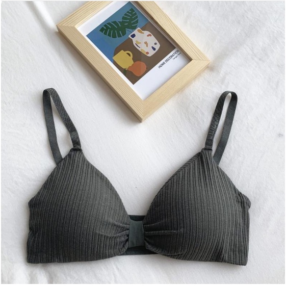 Áo lót nữ thắt nơ dây chất Cotton đệm mút mỏng không gọng nâng ngực AOLOT16