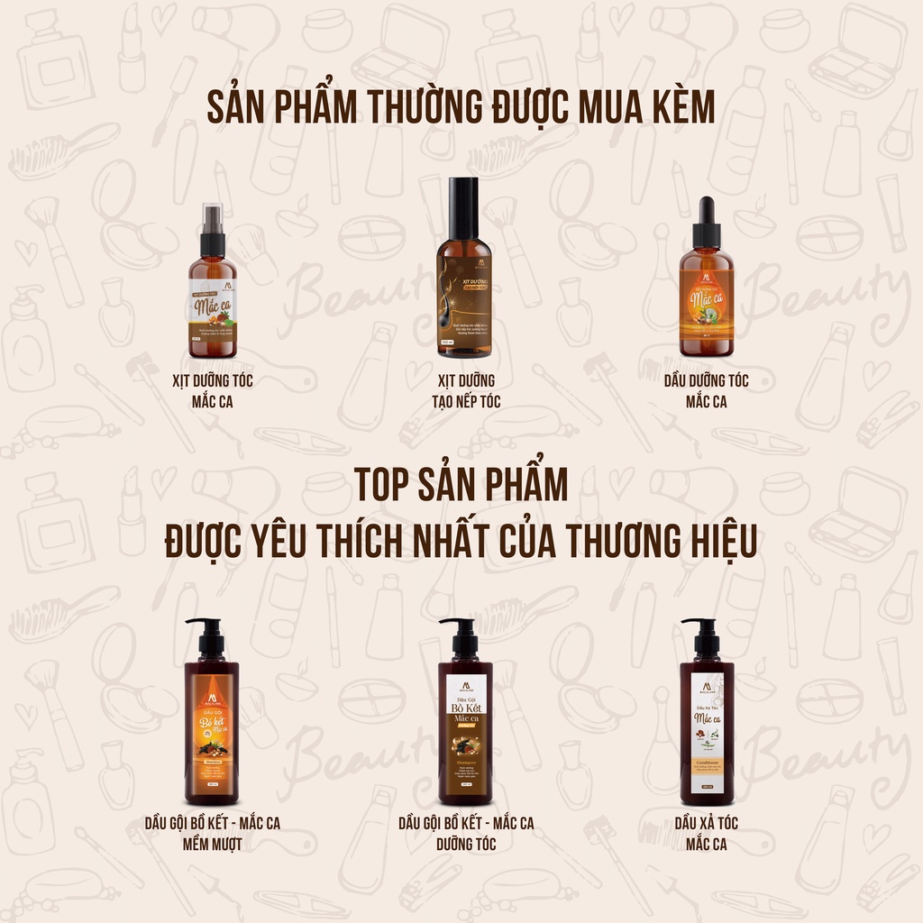 Combo dầu dưỡng tóc 30ml và xịt giữ nếp tóc 100ml óng mượt cả ngày dài MACALAND