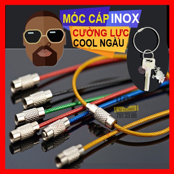 Combo 2 Dây Treo Cáp Inox Móc Chìa Khóa Xe Máy Chìa Khóa Ô Tô Dài 5cm
