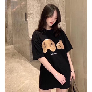 Áo thun trơn tay lỡ MICO nữ nam dáng Unisex form rộng Palm Angels gấu cute