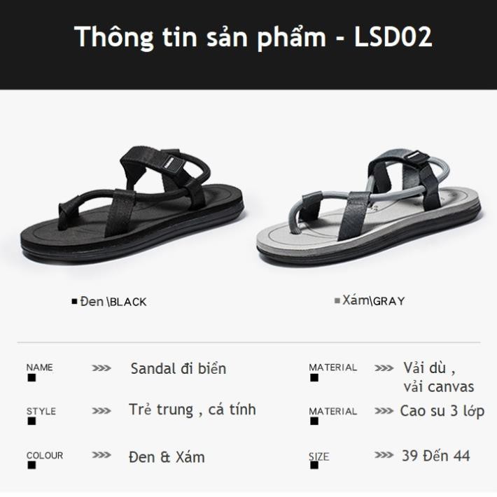 Sandal nam nữ mùa hè - đi du lịch - 2 màu đẹp Đen , Xám