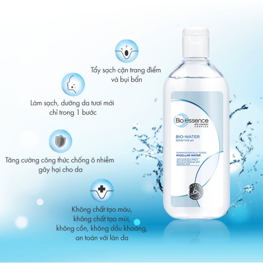 Nước tẩy trang Bio Essence Micellar Water Sensitive PH 400ml