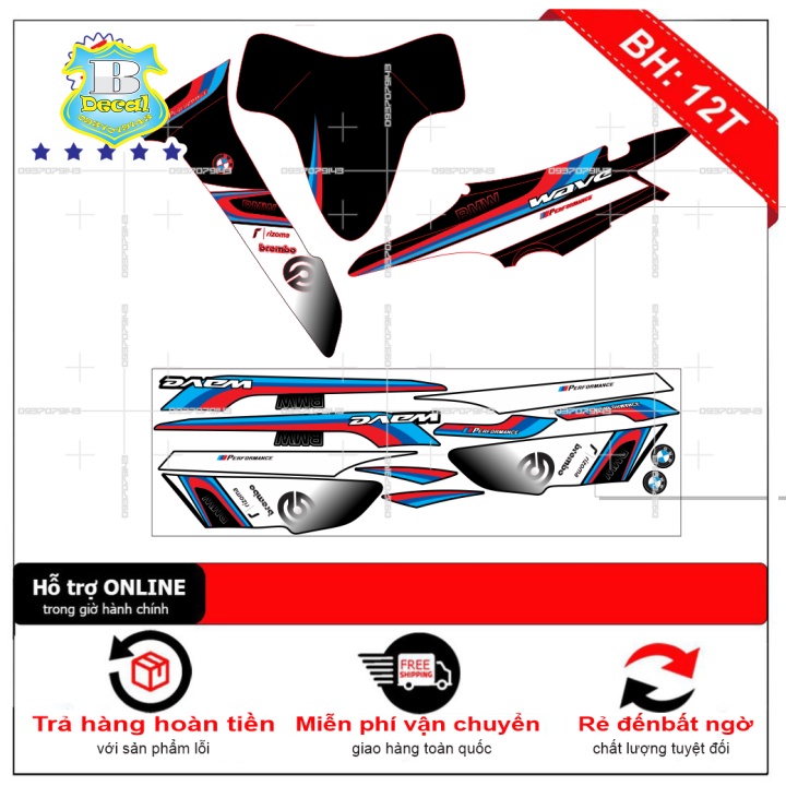 ( Quí khách vui lòng mang ra tiệm cho thợ dán ) Tem wave 2016 đen