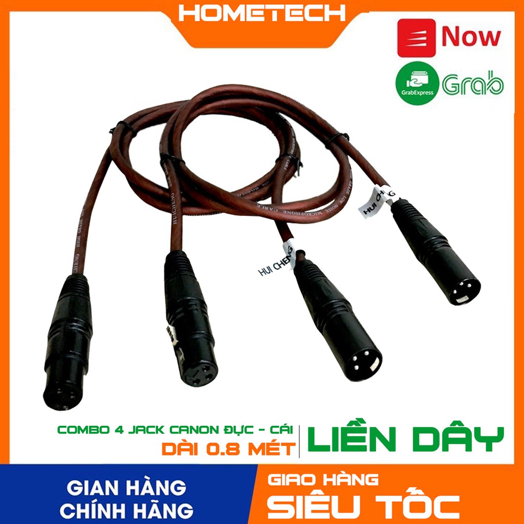 Combo 4 Jack Canon 2 Đầu Đực - Cái Liền dây Cao Cấp Dùng Cho Các Thiết Bị Âm Thanh Vang, Lọc, Cục Đẩy, Mixer...