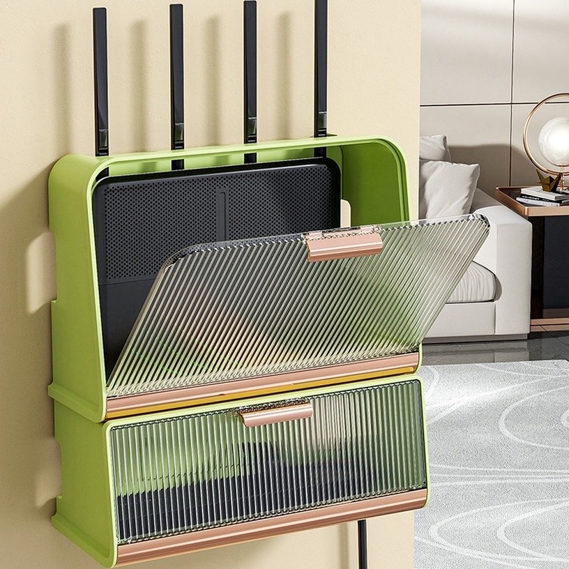 Hộp đựng wifi treo tường Hộp Đựng Bộ Định Tuyến WIFI Bằng Nhựa Hai Lớp Tiện Lợi Ốp Không Dây Treo Tường Tiện Lợi  Lưu Trữ Bo Mạch Nguồn Hộp