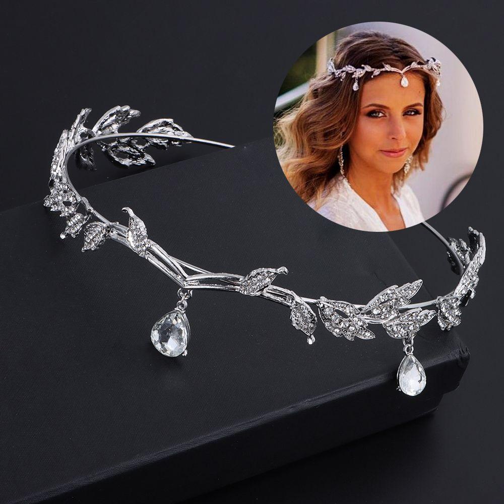 Vương Miện Đội Đầu Cô Dâu Đính Lá Cây Sang Trọng