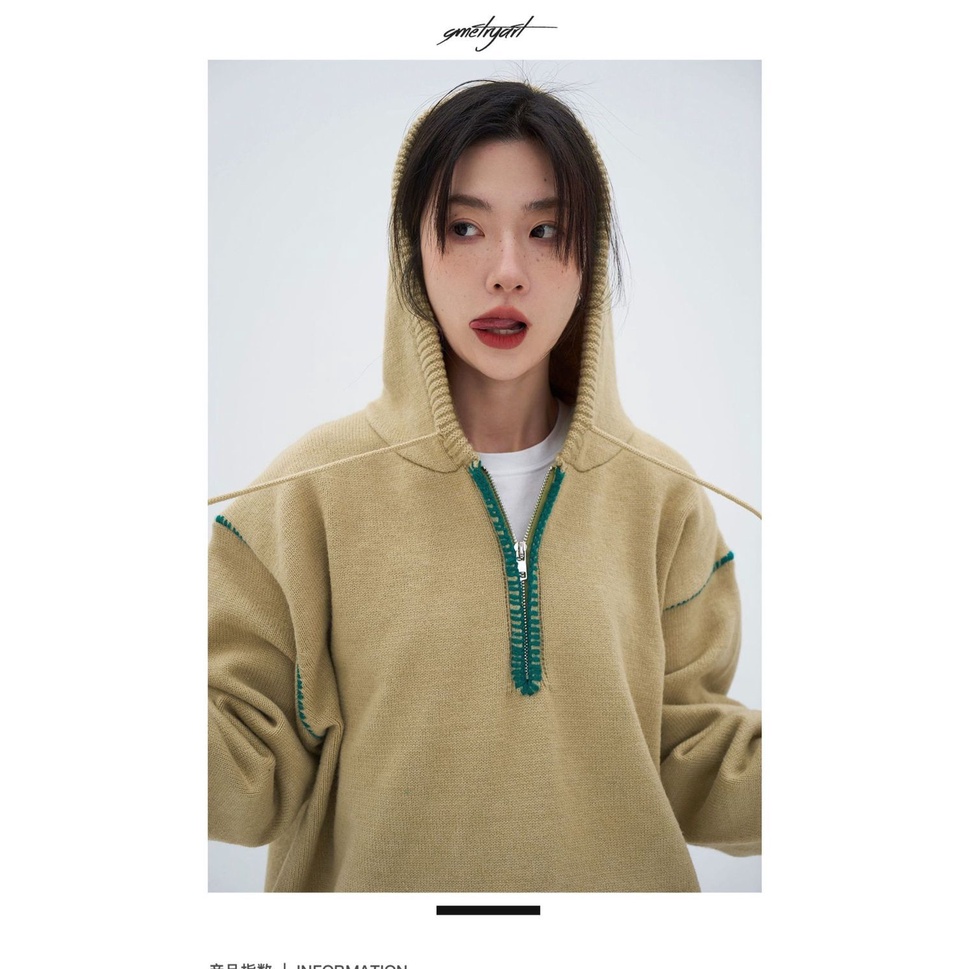 Áo Sweater Có Mũ Trùm Nửa Dây Kéo Nửa Thân Mềm Mại Thời Trang Thu Đông Cho Nam Và Nữ