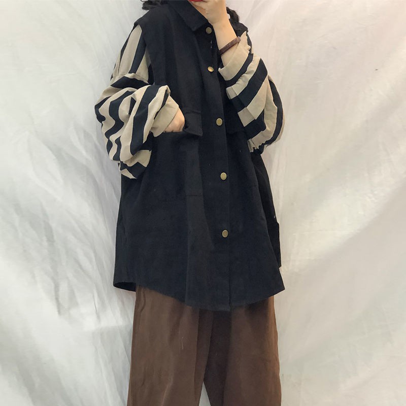 ₪áo vest nữ công sở ba dây + thun dài tay sọc quần ống rộng Hàn Quốc phiên bản lỏng lẻo và mỏng thời trang Suit gi