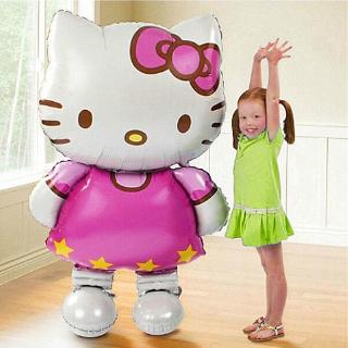 Bong bóng màng nhôm hình mèo Hello Kitty dễ thương dùng để trang trí tiệc sinh nhật