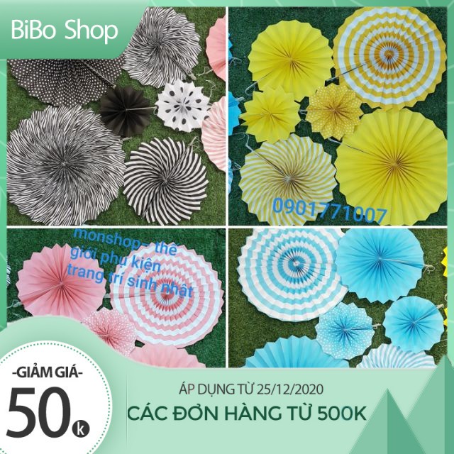 Set 6 cái quạt giấy ảnh thật shop tự chụp