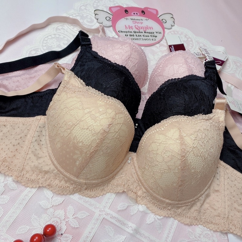 Áo lót ren Thái Lan mút mỏng chống xệ, có gọng nâng ngực giữ form chắc chắn, bản to che khuyết điểm mỡ thừa