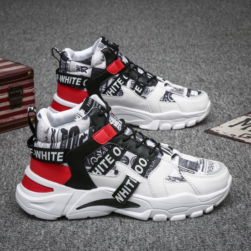 Giày cao cổ OFF White nam cực phẩm 2021 - Giày Sneaker cổ cao nam độn đế 5cm hot trend 2021