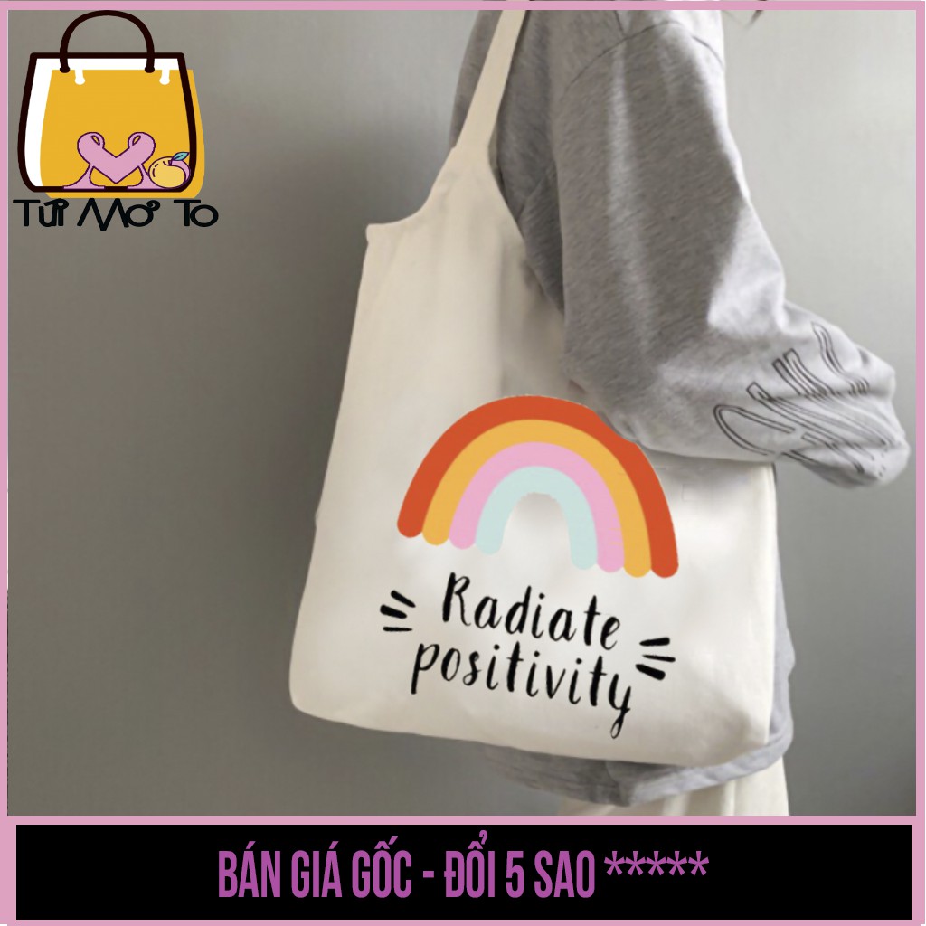 Túi tote in những câu quote động lực - túi vải túi canvas quai tròn có khóa kéo - Túi Mơ To Store